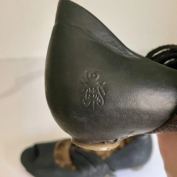 Fly London Woman's Black LAFF Peep Toe Ballerina Shoes Size 7 - Picture 13 of 16